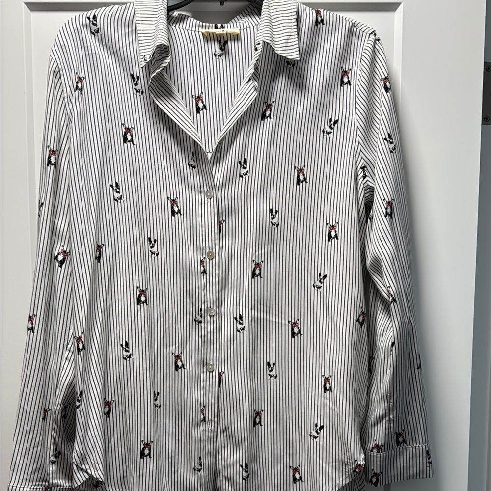 Black and White Blouse with Playful Print
